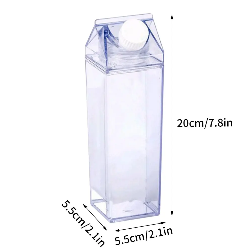 

Plastic Clear Milk Carton Water Bottle New Reusable Juice Transparent Sport Leakproof Cup Camping Children Milk Water Bottles