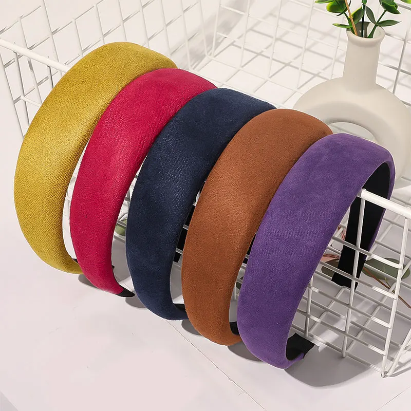 Повязка для волос однотонная Нескользящая повседневная с широким покрытием