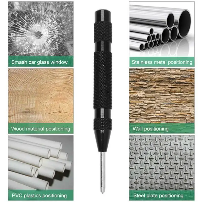 

6 Style Automatic Center Drill Bit Tools Strike Spring Loaded Marking Starting Hole Tools 5'' Automatic Center Pin Punch