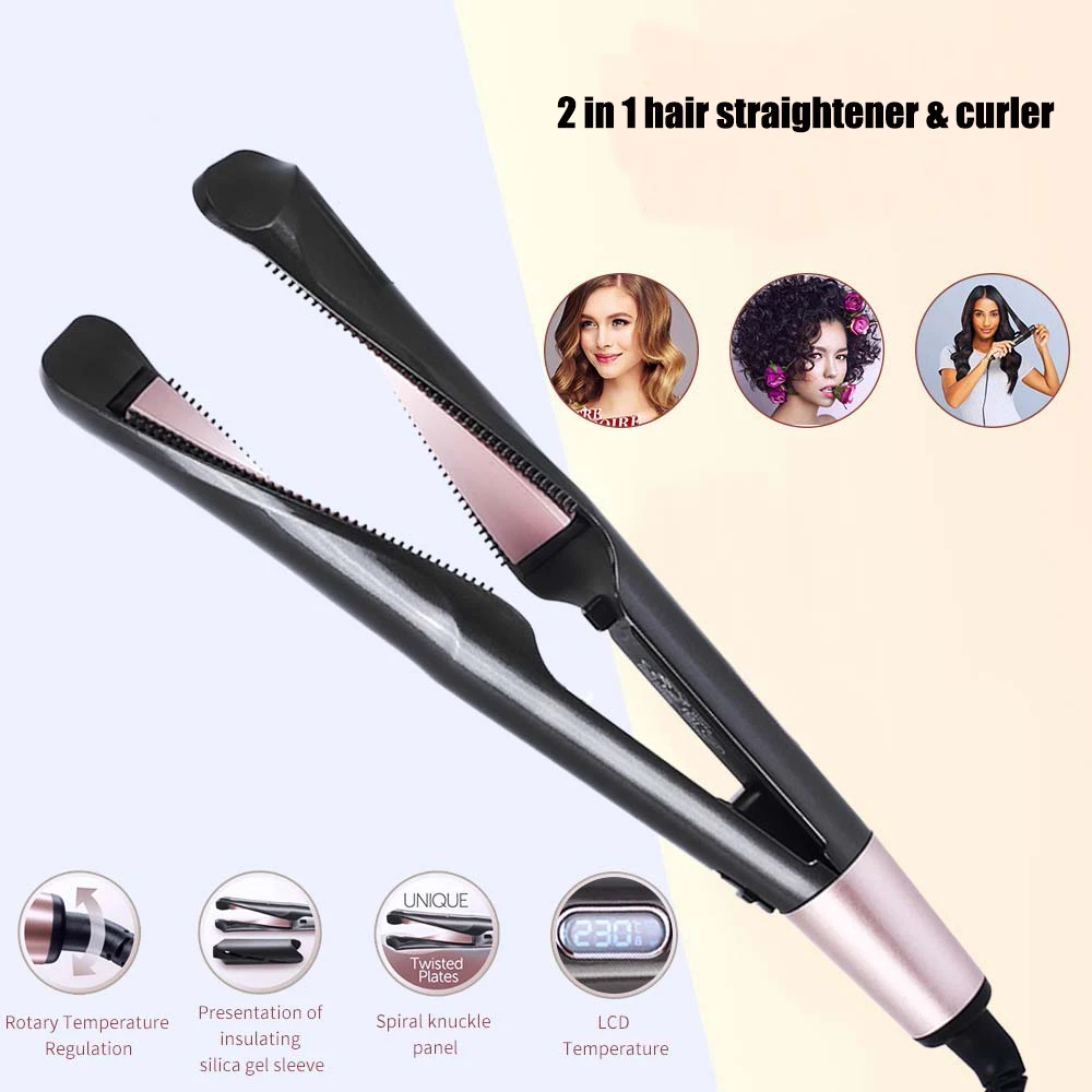 Щипцы для завивки волос 2 в 1 профессиональная электрическая плойка утюжок