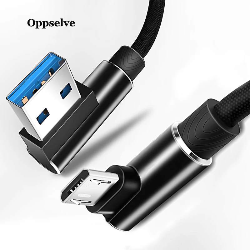 Oppselve Micro USB кабель Быстрая зарядка шнур 90 градусов локоть нейлоновый плетеный для