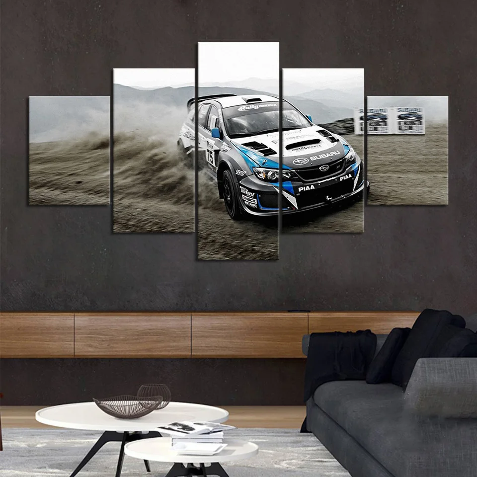 

No Framed Subaru STI WRX Sport Car 5 Panel Modular Wall Art Canvas HD Decorative Printed Posters Paintings Home Decor Pictures