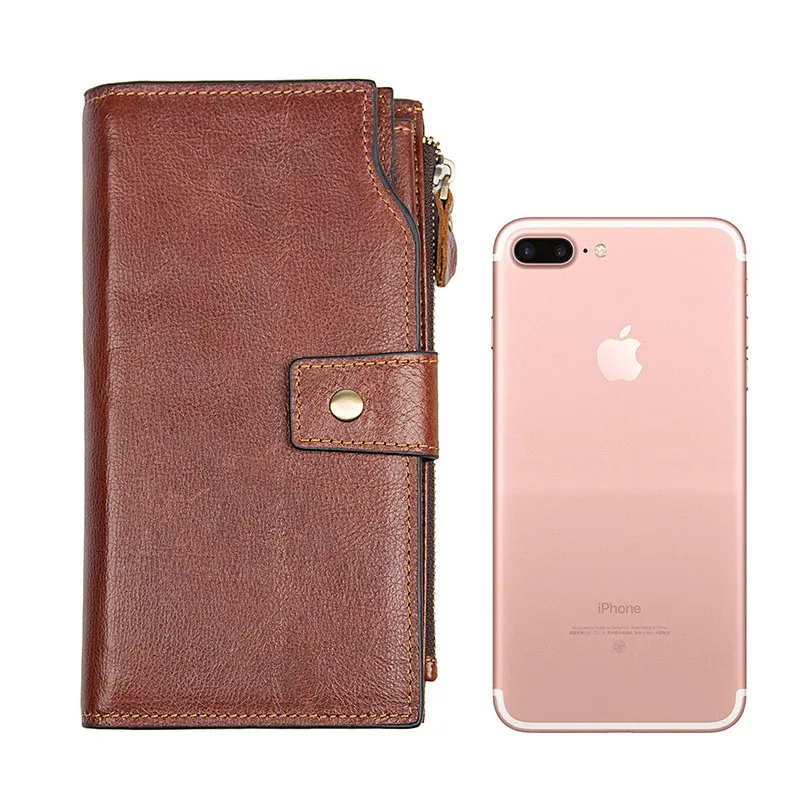 Мужской клатч из натуральной кожи с отделением для монет и телефона | Багаж сумки