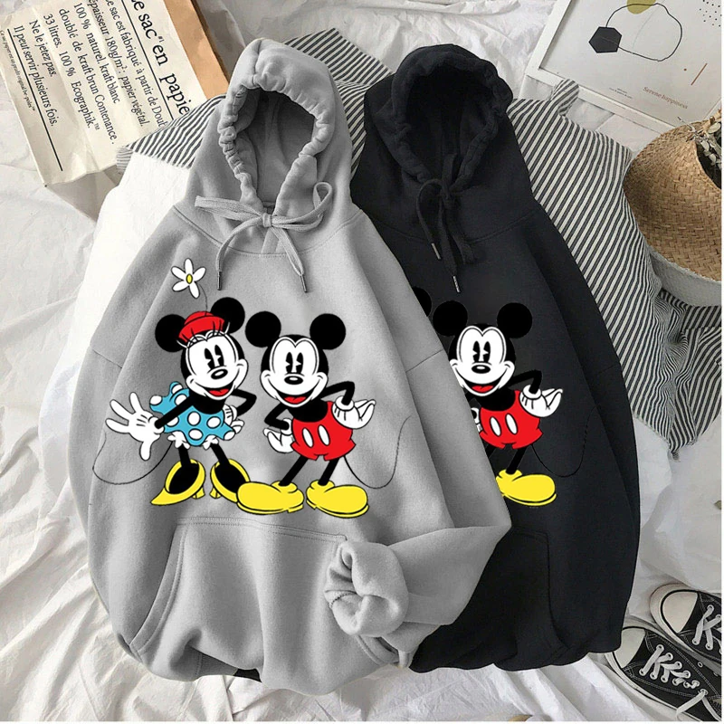 

Disney Mickey Mouse Hoodies Women's Mickey Hoodies Cartoon Tops Long Sleeve Pockets Sweatshirts Fashion Hooded Women