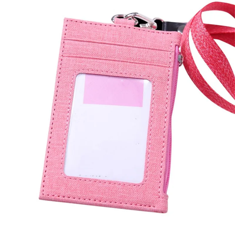 

fabric Card Holder With Rope Lanyard ID Badge Case Bank Credit Card Holder Cover Office Supplies