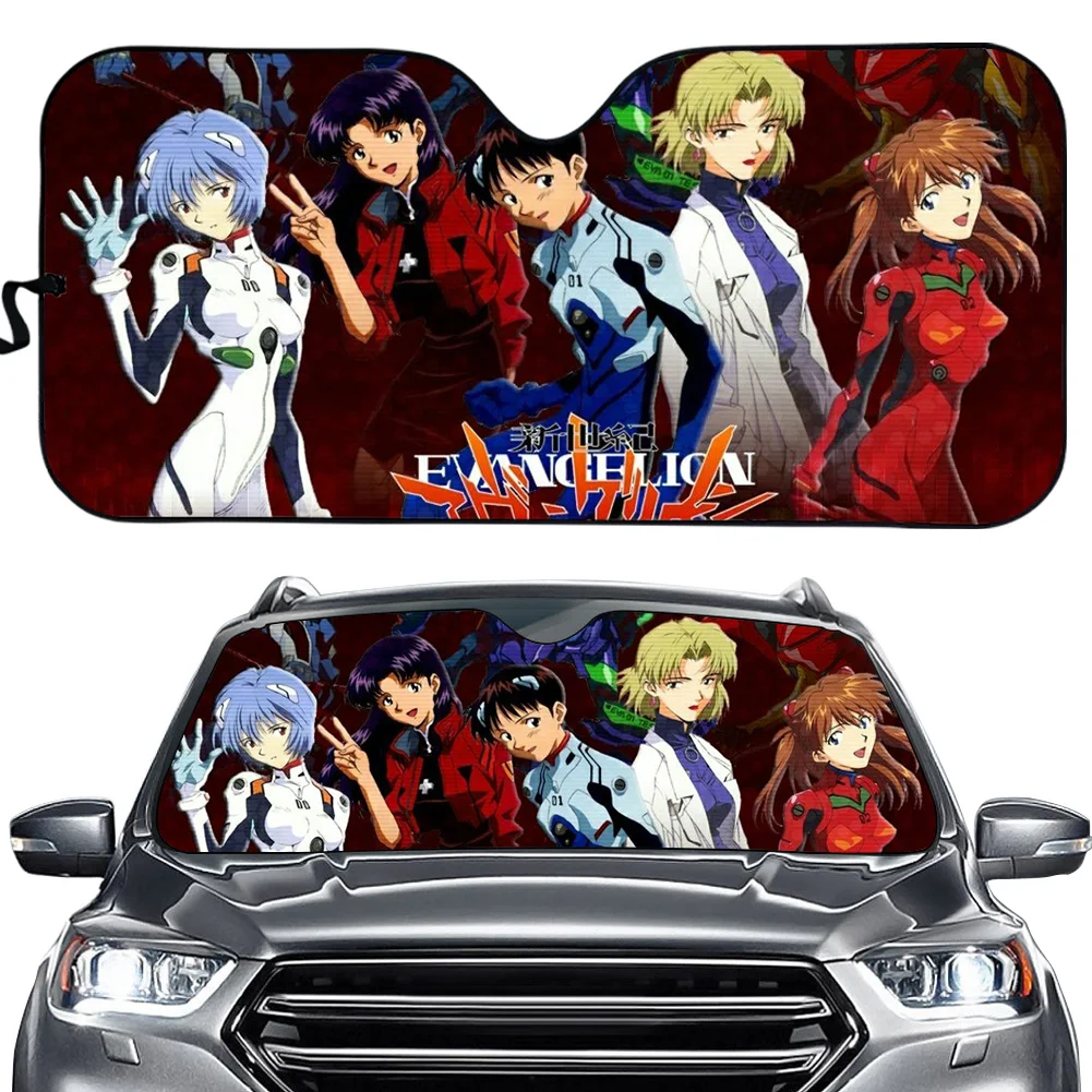 

Anime Car Front Window Sun Visors Evangelion Print Car Windshield Sunshade Car Window Windscreen Cover Sun Shade Auto Sun Visor