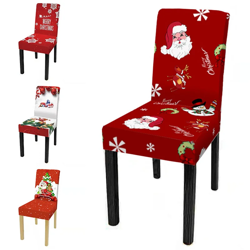 

Чехол на стул с рождественским принтом, всесезонный Эластичный Защитный чехол для обеденного стула, чехлы для отелей, банкетов, свадебного ...