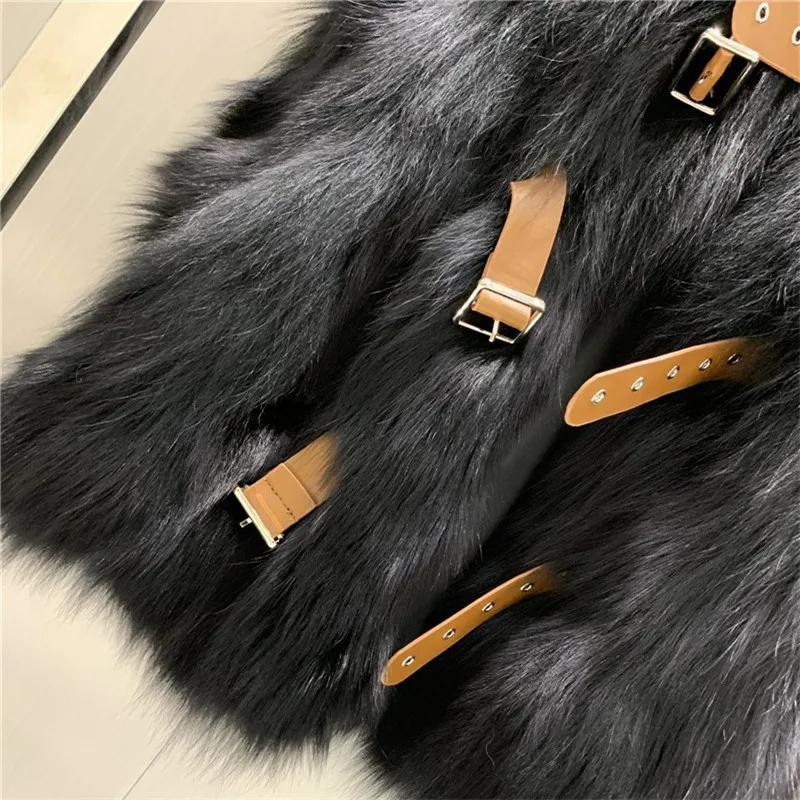 

Natural Real Fox Fur Vest Stylish Winter Short Thick Women Fur Vest Jacket down Real Fur Vest Coats Slim Solid