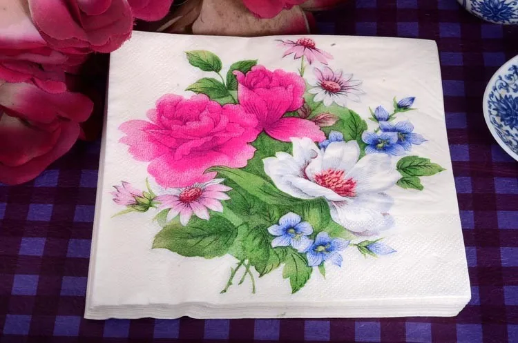 20 марочные салфетки с бумажными одноразовыми розовые белые цветы декупаж