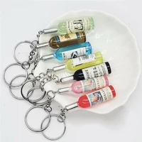 cute hot novelty resin beer wine bottle keychain llavero assorted color key tag keychain key rings interior accessories