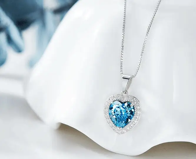 

YPD61 New S925 Silver Female Zircon Crystal Necklace Fashion Silver 925 Love Necklace