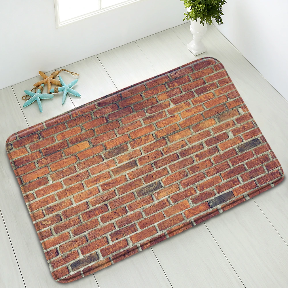 

3D Stone Wall Bath Mat Cobblestone Bathroom Non-Slip Mats Living Room Kitchen Bedroom Doormat Washable Foot Pads Floor Carpet