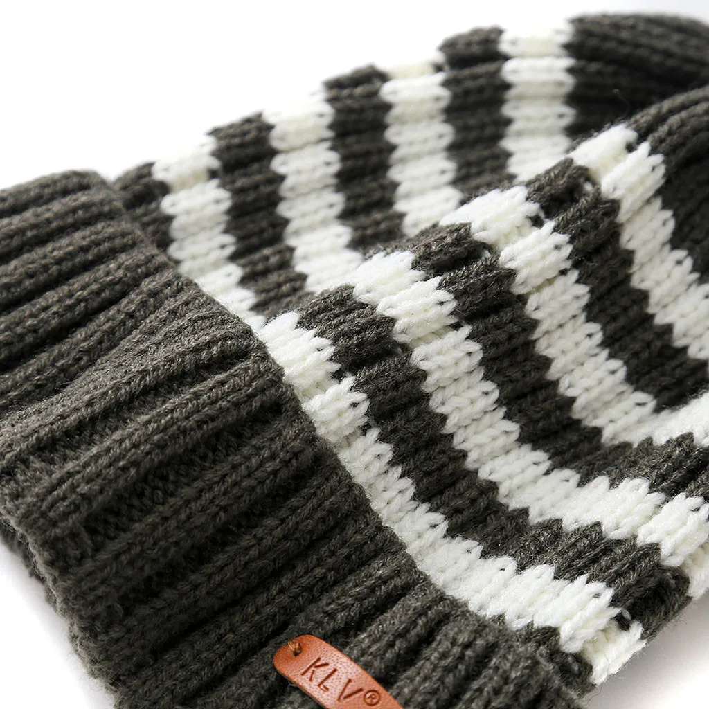 

Unisex Beanie Autumn Winter Hat Striped Warm Knitted Cap Men Women Hats Elasticity Ski Caps Casual Blue Gray Red Beanies