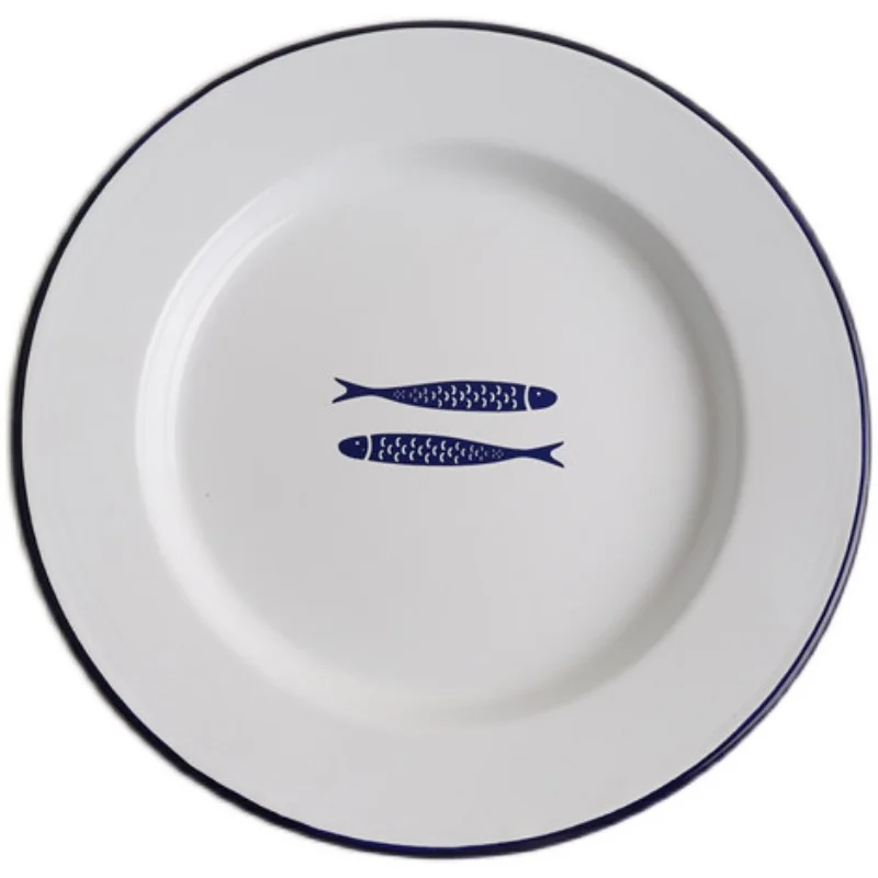Enamel Chinese Block Series Thickened Fruit Plate Baked Rice Turnip Dinner Dish | Дом и сад