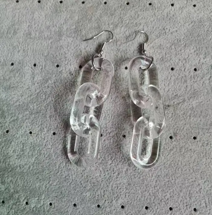 clear 3 links 3/4/5 ссылка Прозрачный Красный Розовый акриловые ссылки висячие серьги рок большие серьги длинные Позолоченные каплевидные серьги с квадратными для Для женщин подарок для девочки вечерние di078 - Окраска металла: clear 3 links