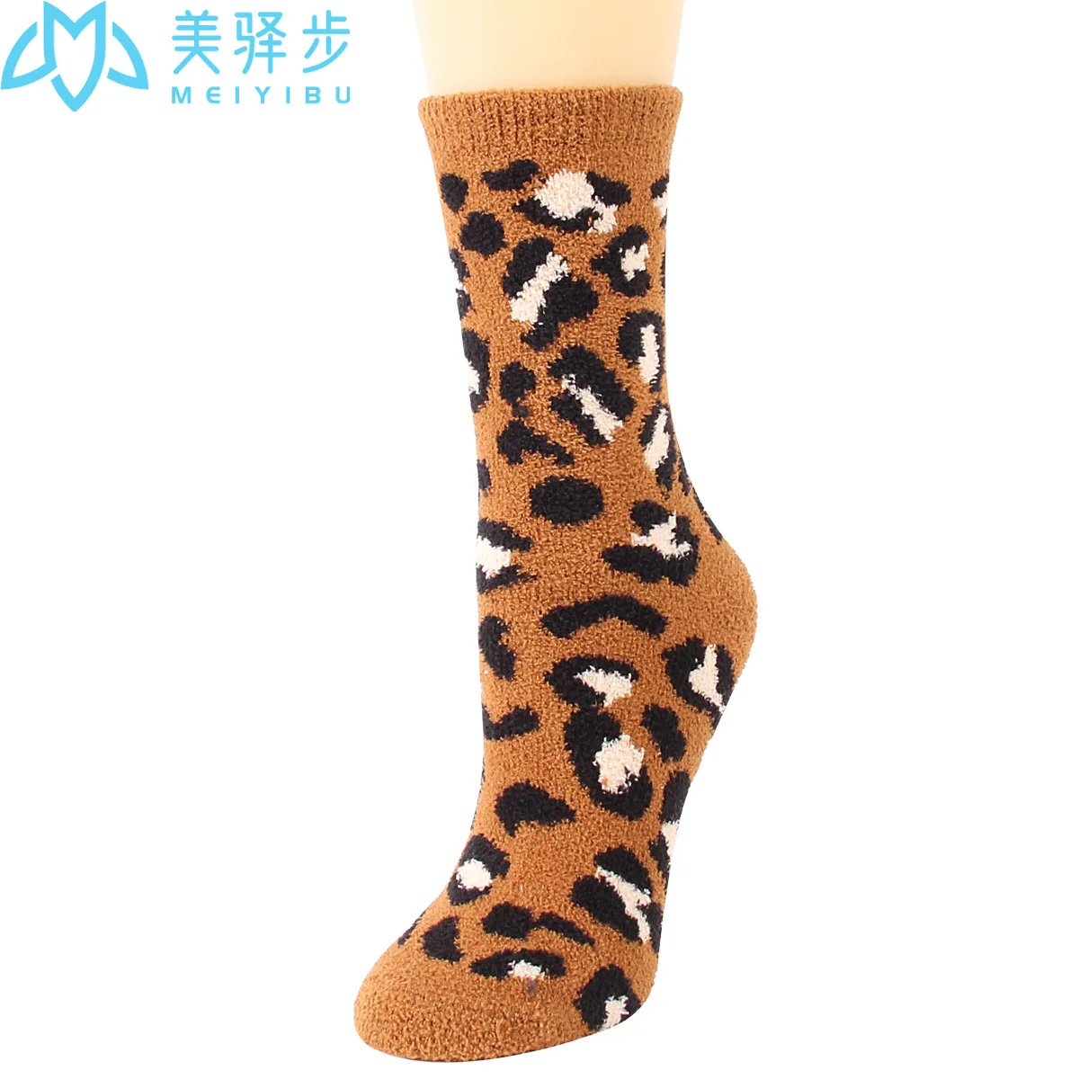 Winter Fashion Leopard Coral Velvet Female Socks 12 PAIRS PER SET Warm and Thick Soft and Comfortable