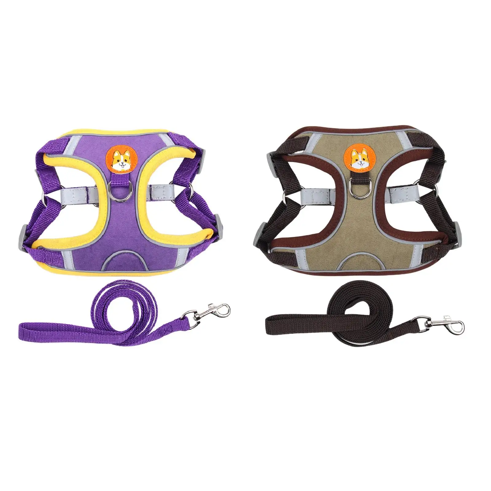 

2Pcs Dog Harness Leashs Set Soft Padded Adjustable for Puppy Reflective