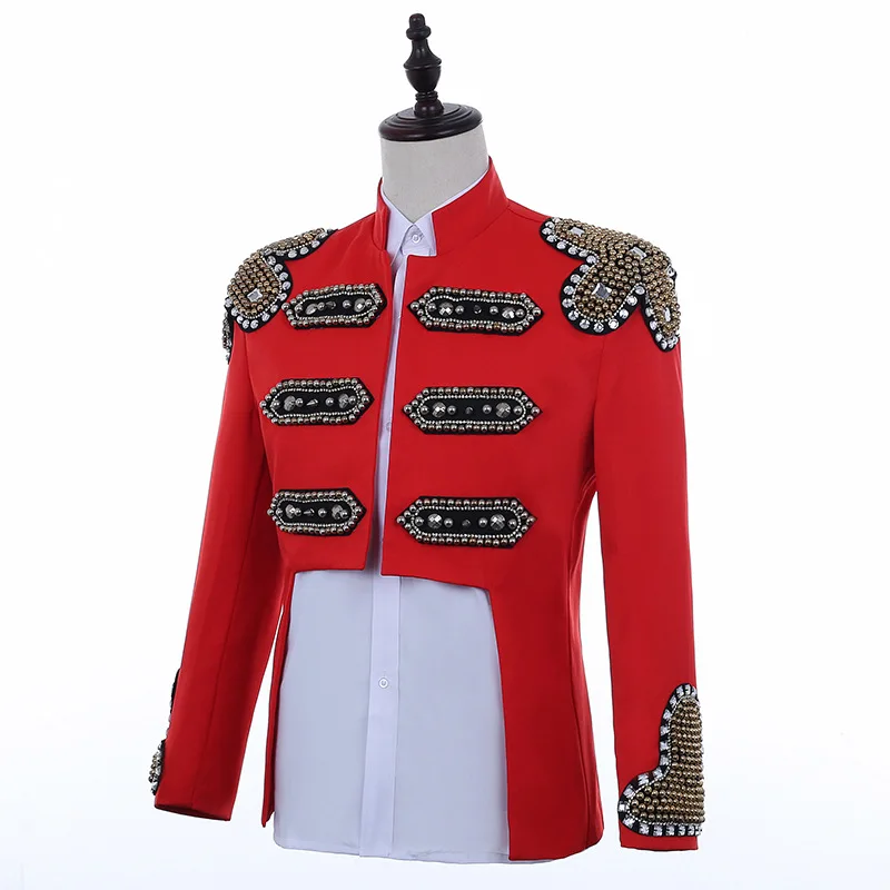 Женский сценический костюм мужской в панк-стиле Singer красная черная белая куртка