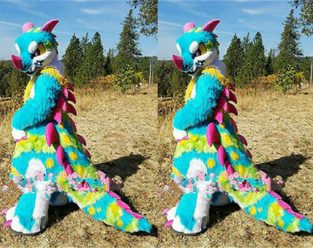 Длинный Меховой Костюм Хаски для Хэллоуина костюм талисман косплея нарядное