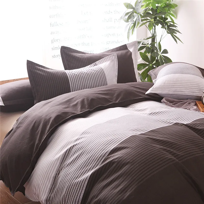

1314 Europe and The United States Simple Home Textile Set of Three or Four Without Bed Set Striped Flowers King Size Bedding Set