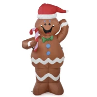christmas inflatable gingerbread man hold candy stick decor winter outdoor inflatable decor cute christmas luminous ornament