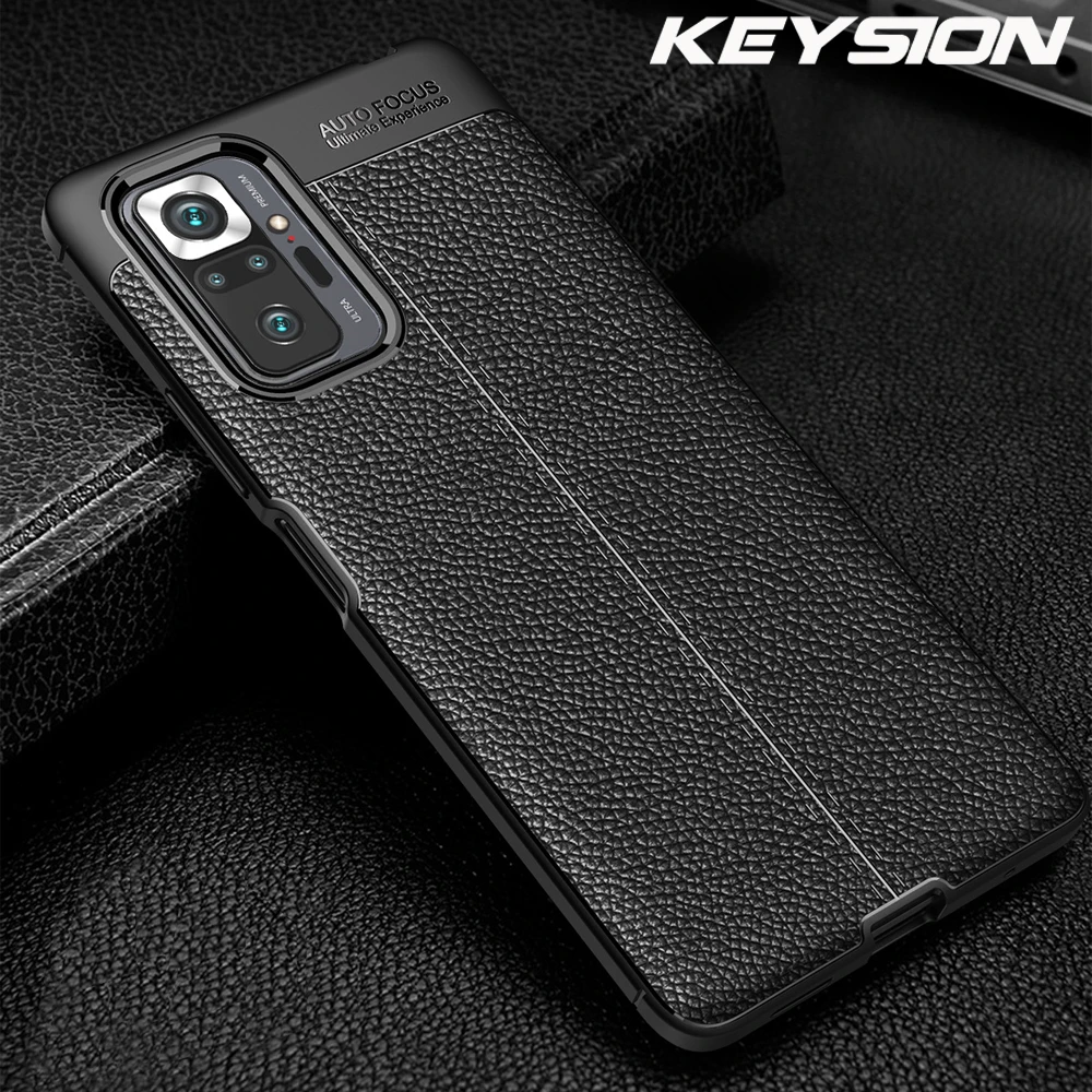 keysion shockproof case for redmi note 10 10 pro leather texture soft silicone phone back cover for xiaomi redmi note 11 pro max free global shipping