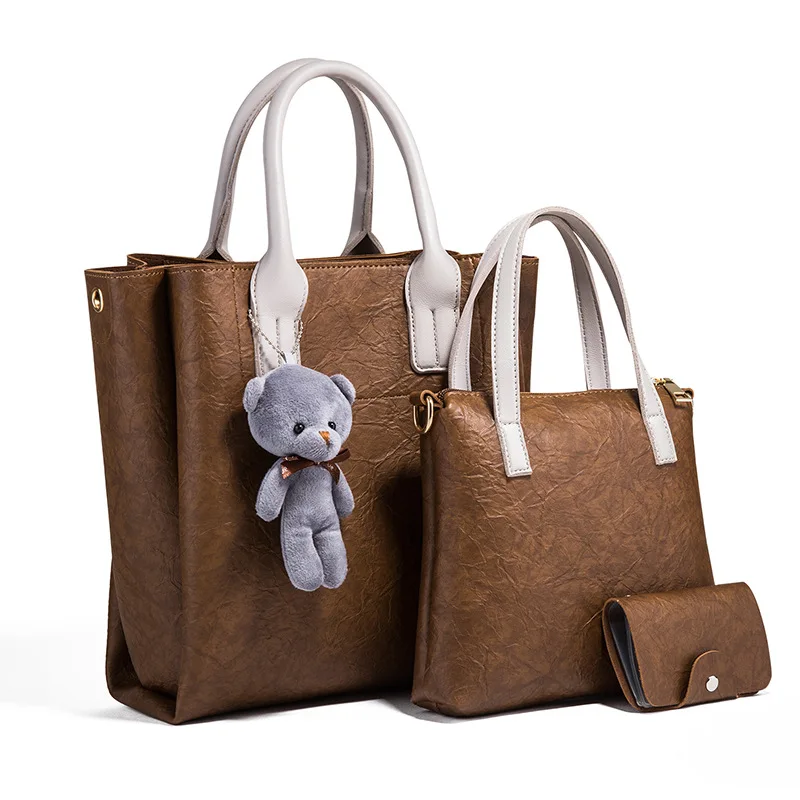 

New 3pcs/Set High Quality Ladies Handbags Female Patent leather Shoulder Messenger Bags Women Composite Bags Tote Bag bolsa