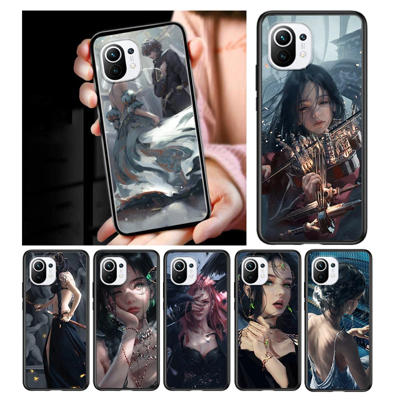 

Princess fantasy girl art for Xiaomi Mi 11 10 Ultra 11T 10T Note10 Pro Lite 11i 10i 10S 5G Soft Black Phone Case Cover
