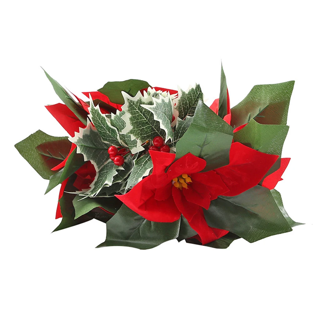 

2m 10led Christmas LED Light Poinsettia Flowers Decorations Garland String Safflower Red Fruit Decorative Night String Lamp