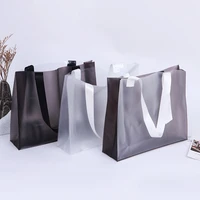 2021 new pvc shopper handbag transparent frosted plastic clothing reusable store shopping gift bag cosmetic storage hot sale