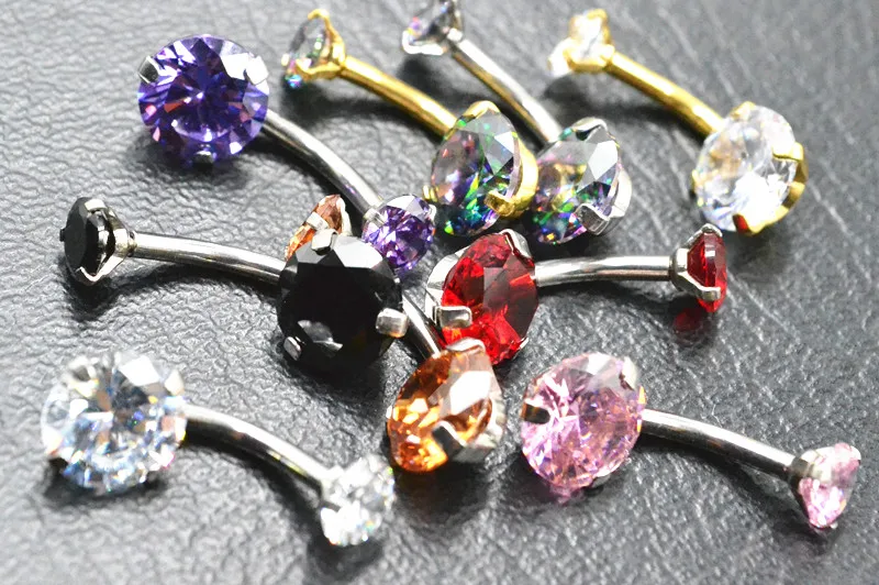 50 шт. хирургическая сталь двойная AAA CZ Кольцо для пупка Бар кольца пирсинг тела