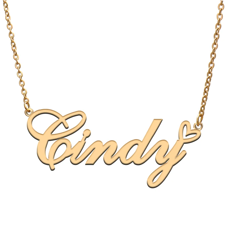 

Cindy Name Tag Necklace Personalized Pendant Jewelry Gifts for Mom Daughter Girl Friend Birthday Christmas Party Present