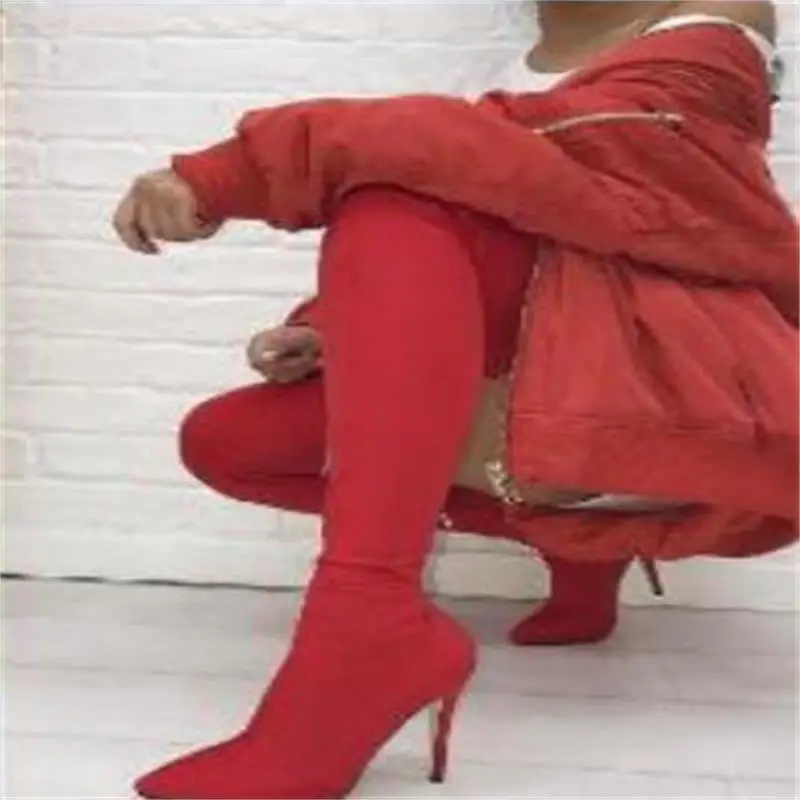 

Women's Over Knee Elastic Boots 2021 Winter New European And American Style Pointed High Heels Foreign Trade Boots
