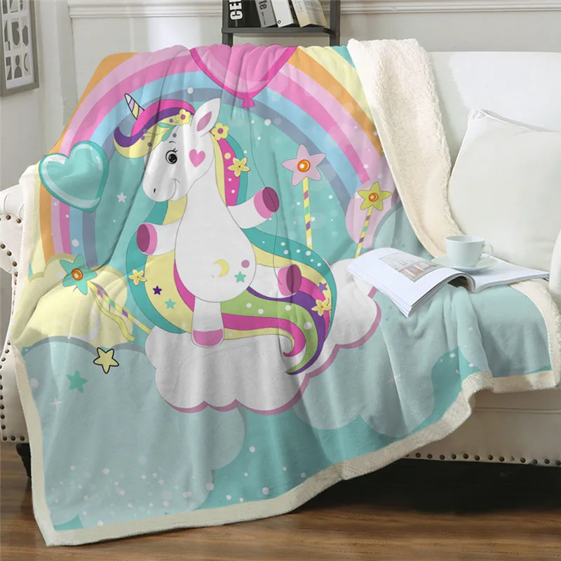 Online Nuovo Letto Con Letto Dream Cloud Arcobareno Fall Star Cover Coperta Personalizzata Sherpa Magic Cover