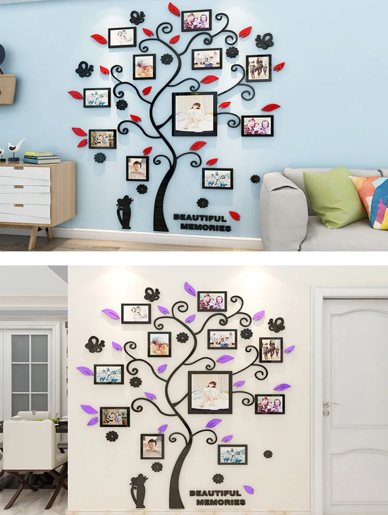 3D DIY фоторамка деревья акриловые наклейки на стены клейкие Семейные настенные