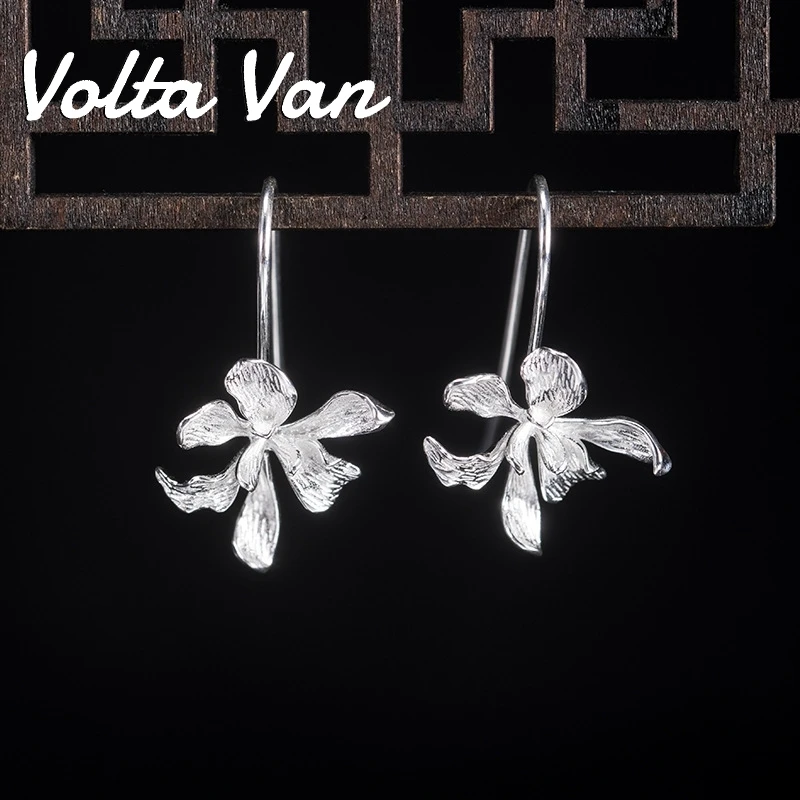 

Volta Van 925 Sterling Silver Drop Earrings Elegant 2022 New Iris Pendientes Plata Vintage Jewelry Classic Silver Earrings