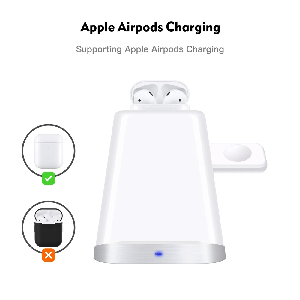 3 в 1 Qi Беспроводная зарядная док-станция для Apple Watch Airpods1 2 iPhone X XS XR Xs Max 8 8P 11 Pro Max, быстрый беспроводной зарядный блок