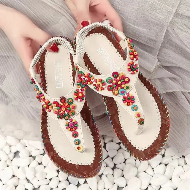 

Summer T-Strap Women Sandals Female Shoes Flat Sandals 2019 Bohemian Flip Flops Women Shoes Roman Casual Beach Sandals Plus Size