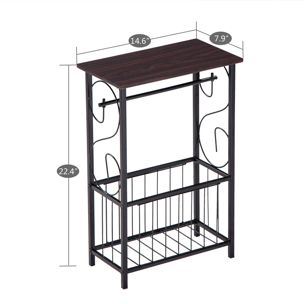 

(37 x 20 x 55)cm Multifunctional Bathroom Table / Interior Side Table Tissue Magazine Rack Dark Brow