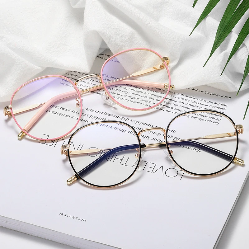 

Retro Anti Blue Light Glasses Frame Metal Round Optical Sepectacles Plain Eyeglasses Eyewear for Men Women Unisex