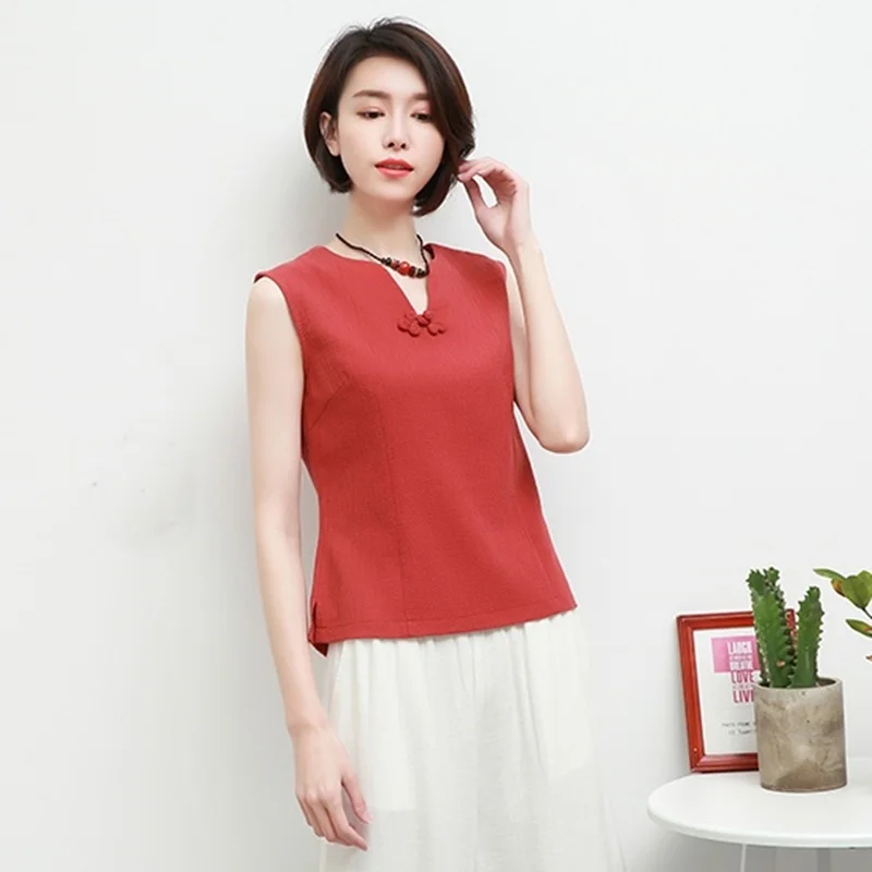Summer Tank Tops Tanktop Woman Linen Shirt Women Chinese Style Sleeveless Clothing Elegant Ladies TA1831 |