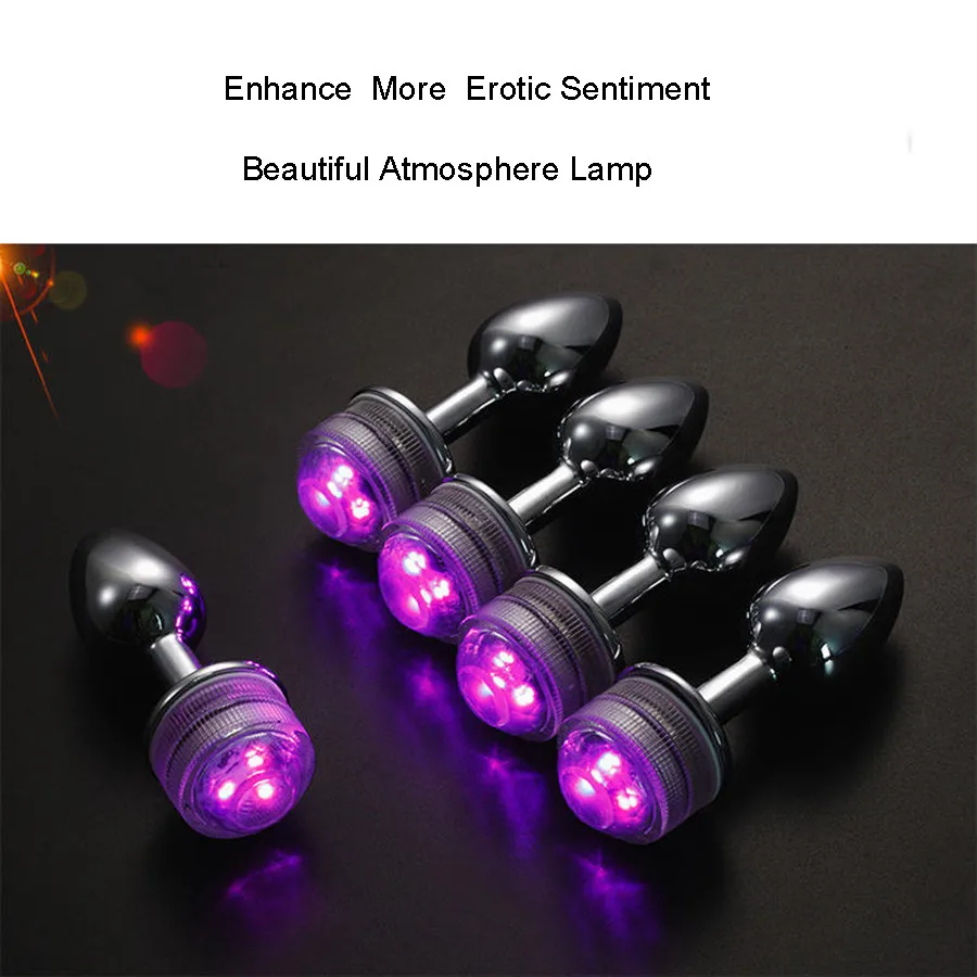LED Anal Plug Metal Colorful Light Butt For Adult Game Dildo Realistic Intimate Goods Vagina Massager Toys NO Vibrator | Красота и