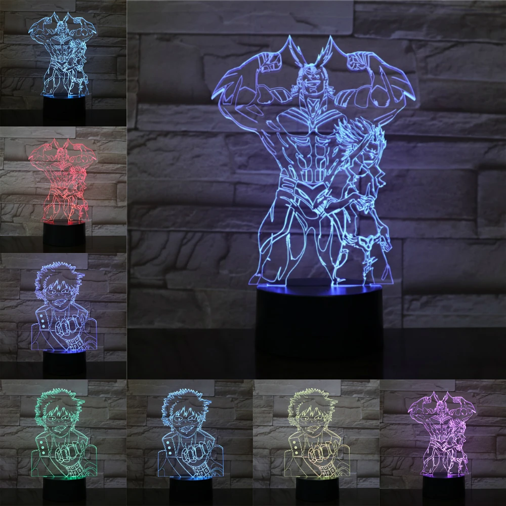 Фигурка героя Академии All Might My Hero USB 3D светодиодный ночник для мальчиков детей