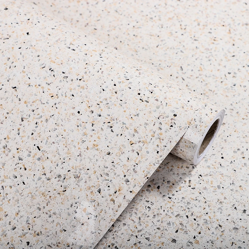 Водостойкая маслостойкая бежевая настенная бумага Terrazzo контактная ПВХ