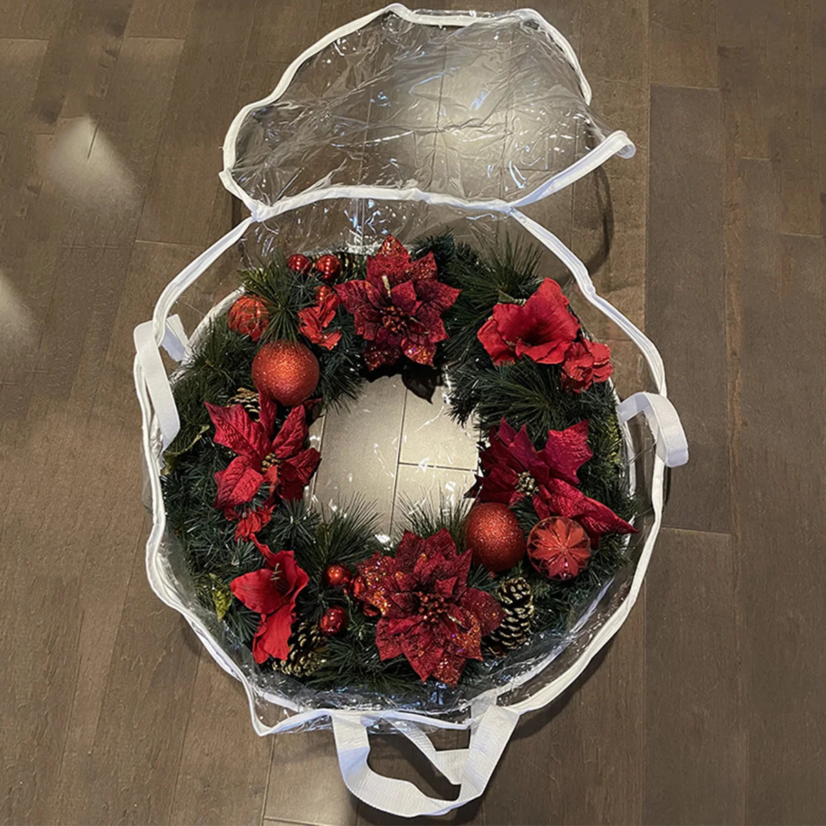 Christmas Wreath Storage Container with Dual Zippered Reinforced Handle Clear Garland 23.6'' Xmas Bag | Дом и сад