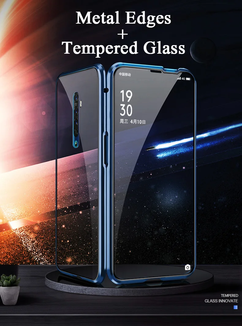 for oppo reno 2 case magnetic double side clear tempered glass cover cases for reno 2z 2f z realme xt x2 pro ace fundas coques free global shipping