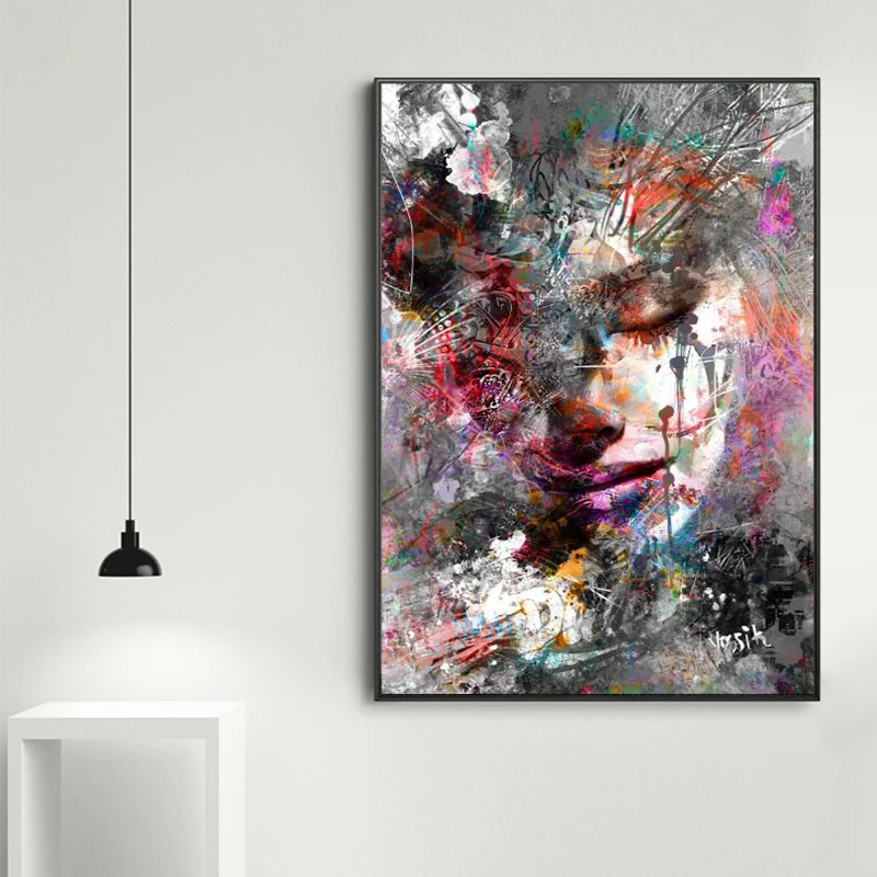 Уличное граффити искусство портрет лицо женщина Искусство на стену Холст