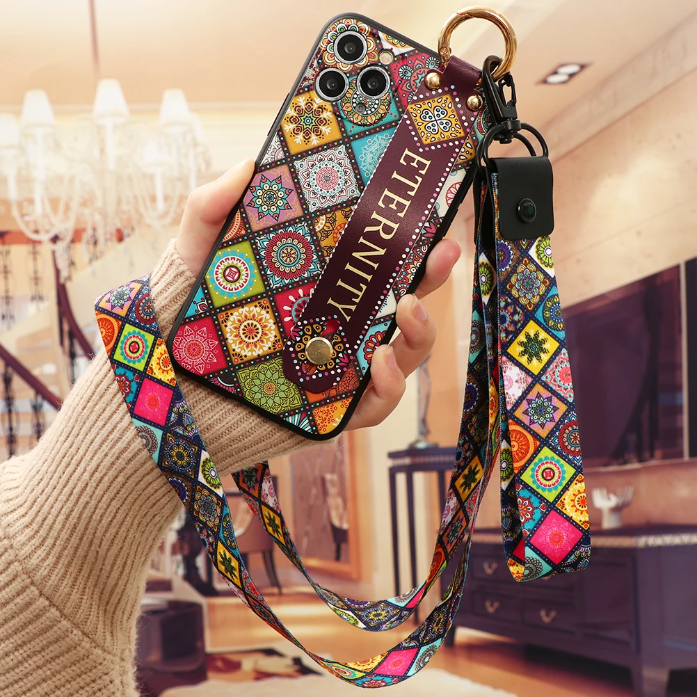 Чехол с ремешком на запястье для iPhone 12 mini 11 11Pro SE 2020 7 8 Plus 6 6s 5 Pro X XR XS Max|Бамперы| |