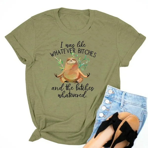 

Cute Sloth Cartoon Shirts Summer Woman Cotton Tshirt Funny Graphic Casual Tops Female Harajuku Tees Oversized Clothing