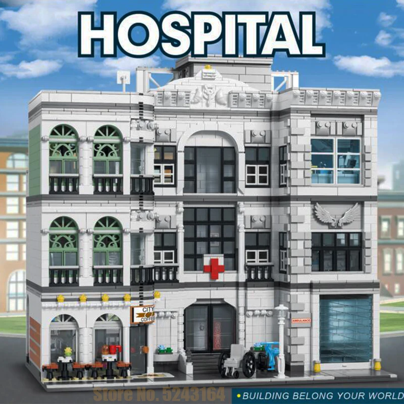 

NEW Hospital Moc City Streetview Brickstive Bike Shop Havana Cafe Modular Model Building Blocks Bricks Kids Toys Christmas Gifts